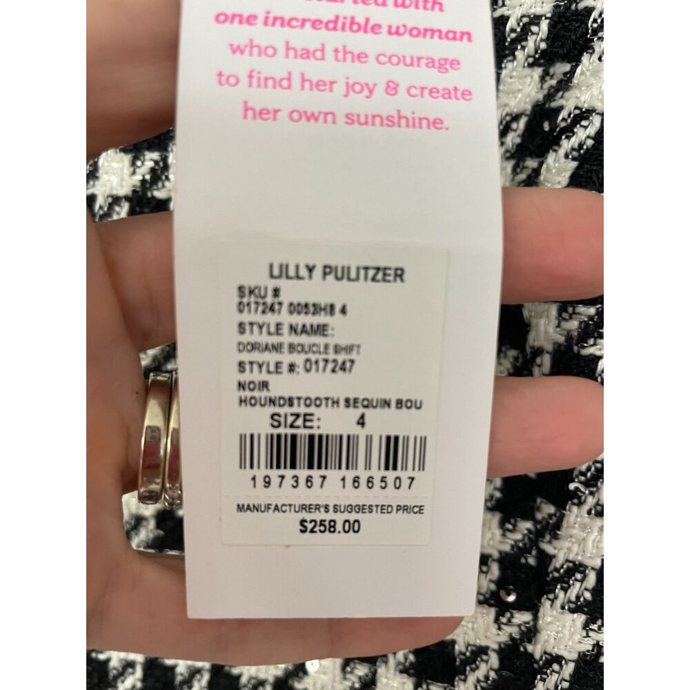 NWT Lilly Pulitzer Doriane Boucle Shift Sequin Houndstooth dress Sz 4 - Picture 3 of 6
